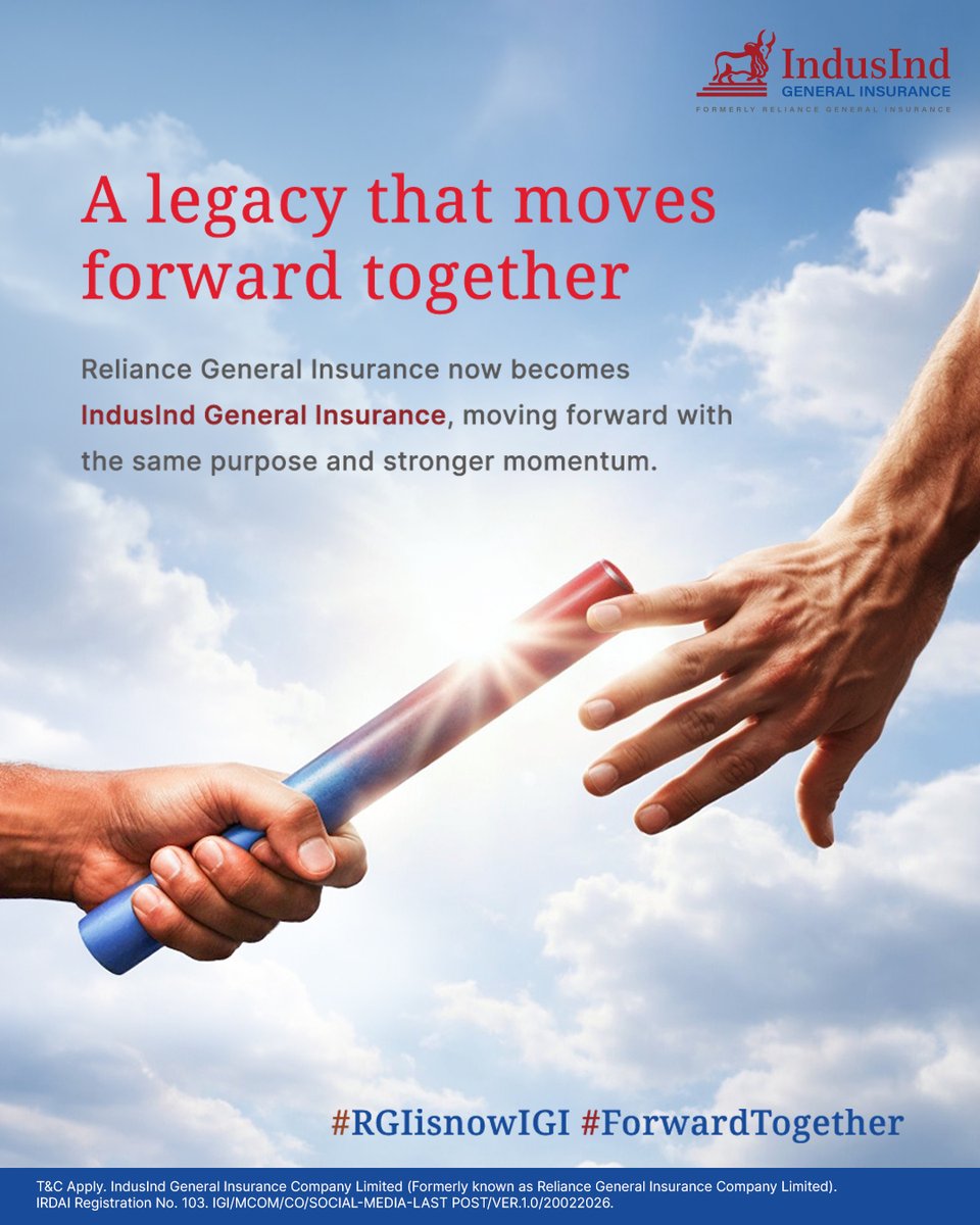 IndusIndGenIn's tweet image. Reliance General Insurance is now IndusInd General Insurance.

While our name evolves, our commitment remains unchanged, to protect, support, and move forward with you.

Forward Together.

#ForwardTogether #RGIisnowIGI #IndusIndGeneralInsurance