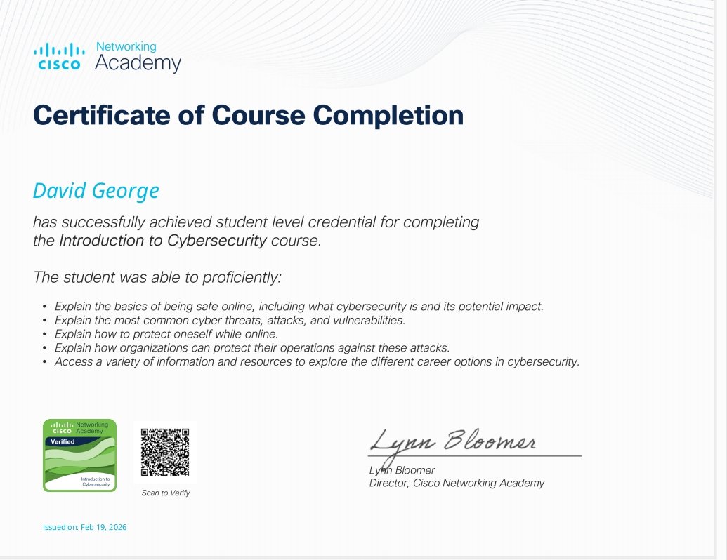 18/30 of #30dayswithtechyjaunt 
Completed my final assessment in introduction to cybersecurity and I got 87%, not the first attempt tho. 
And I earned a certificate of completion of introduction to cybersecurity.
Little drops make an ocean. This is to many achievements ahead...