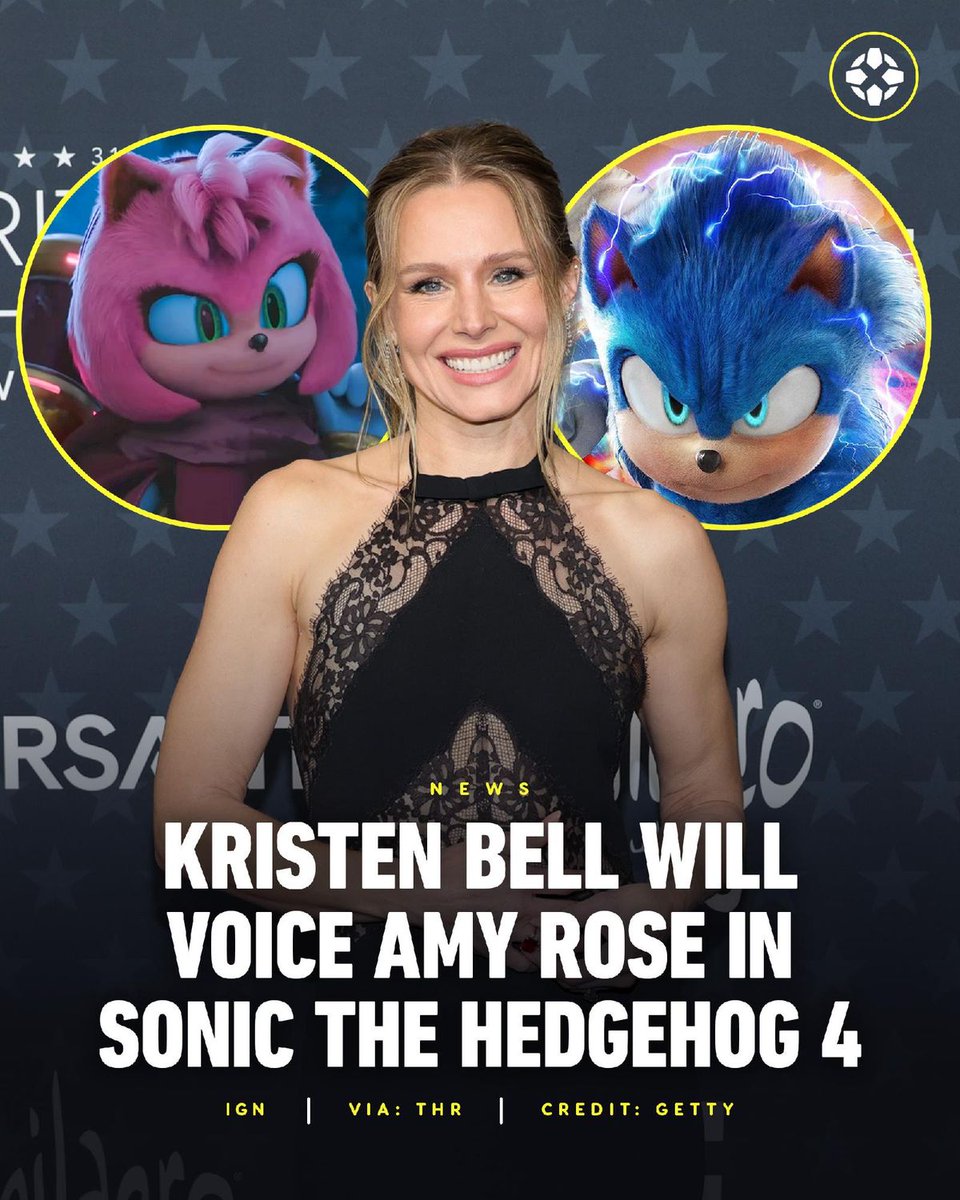 Kristen Bell is voicing fan-favorite Amy Rose in Sonic the Hedgehog 4, after the character's initial tease in Sonic 3's mid-credits scene. bit.ly/4apRhlg