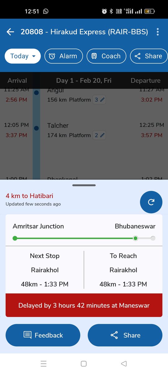BGaigaria's tweet photo. Train No 20808 Hirakud Express, a so-called Superfast Express, is running more than 4 hr late max days. Passengers are facing serious inconvenience. Kindly look into the matter &amp; improve punctuality or change train type to ordinary.
@RailMinIndia @RailwaySeva @AshwiniVaishnaw https://t.co/xy5G3Xfngw