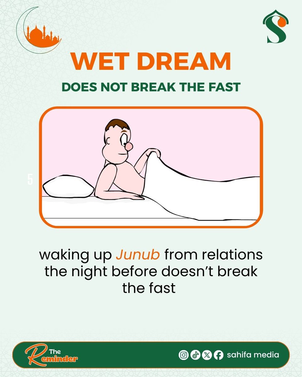 sahifamedia's tweet image. Not everything breaks the fast. 
Learn the difference between what invalidates your fast and what doesn’t in our Ramadan Reminder Series.
#Ramadan #Fasting #RamadanKnowledge #Faith #SahifaMedia