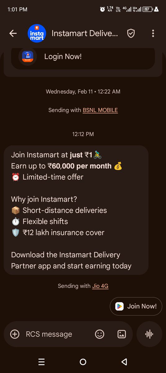 MJKING73190697's tweet photo. @zomatocare @instamart_it @Swiggy  Join Instamart and earn upto 60000 But reality https://t.co/zvO4qOLj0I