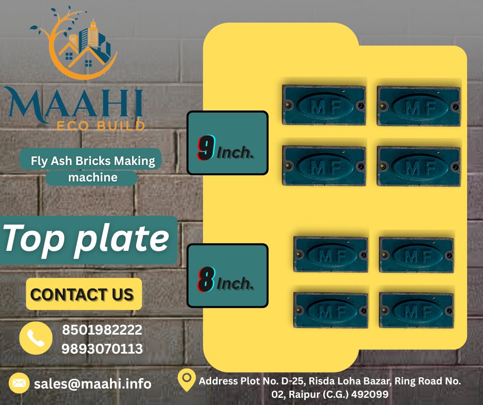 maahiecobuild's tweet image. MAAHI ECO BUILD

Fly Ash Bricks Making Machine – 8 Inch &amp;amp; 9 Inch Top Plate Available

#FlyAshBrickMachine #FlyAshBricks
#BrickMakingMachine #AutomaticBrickMachine
#BlockMakingMachine #PaverBlockMachin:
#ConstructionMachinery #BrickPlant
#MaahiEcoBuild #IndustrialMachines