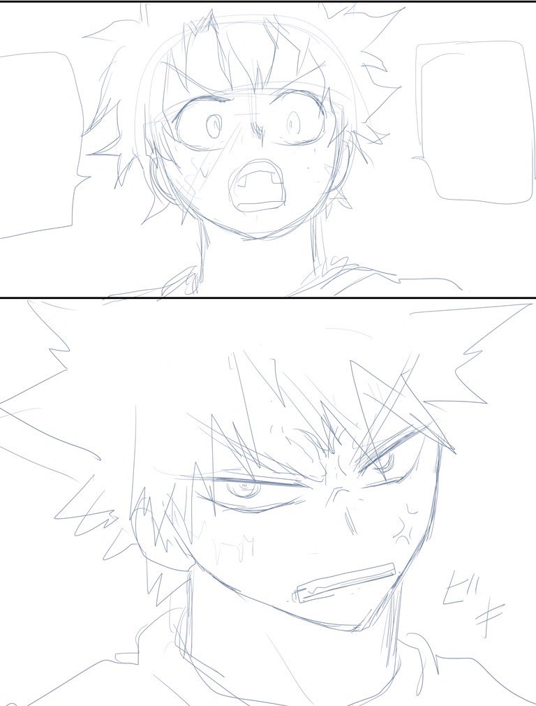 一枚目で描いてたけど次のコマに繋がらなかったので表情を変えた💥 