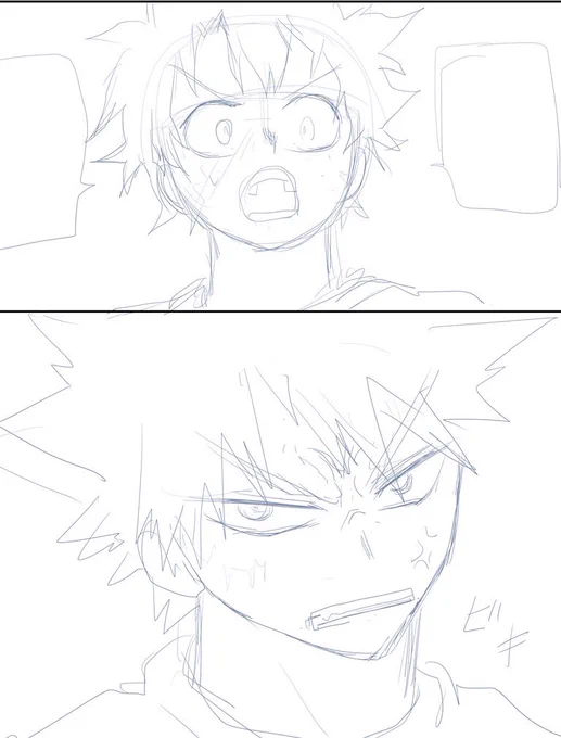 一枚目で描いてたけど次のコマに繋がらなかったので表情を変えた💥 
