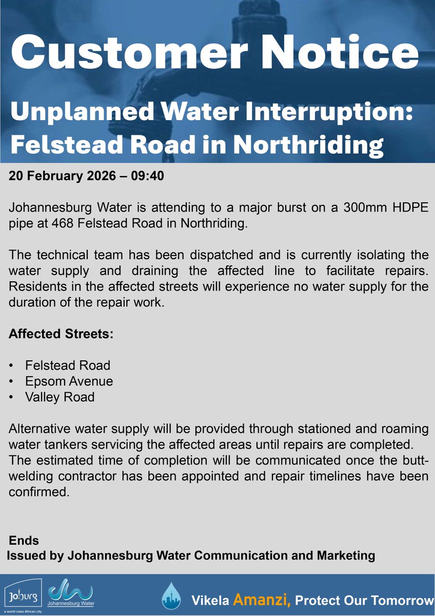 Johannesburg Water tweet media