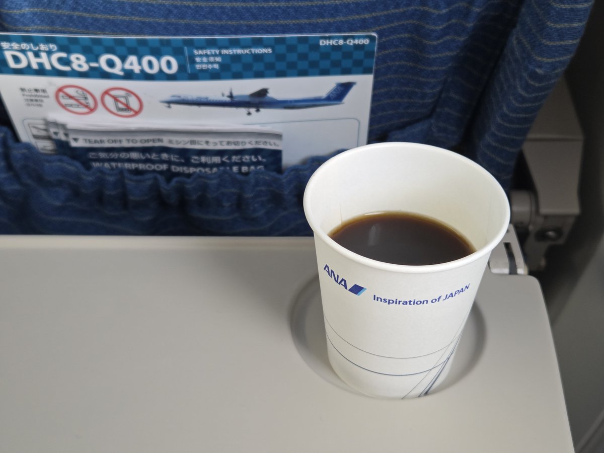 ANA(ORC)の福岡↔宮崎線、ドリンクサービスがいつも緑茶とりんご