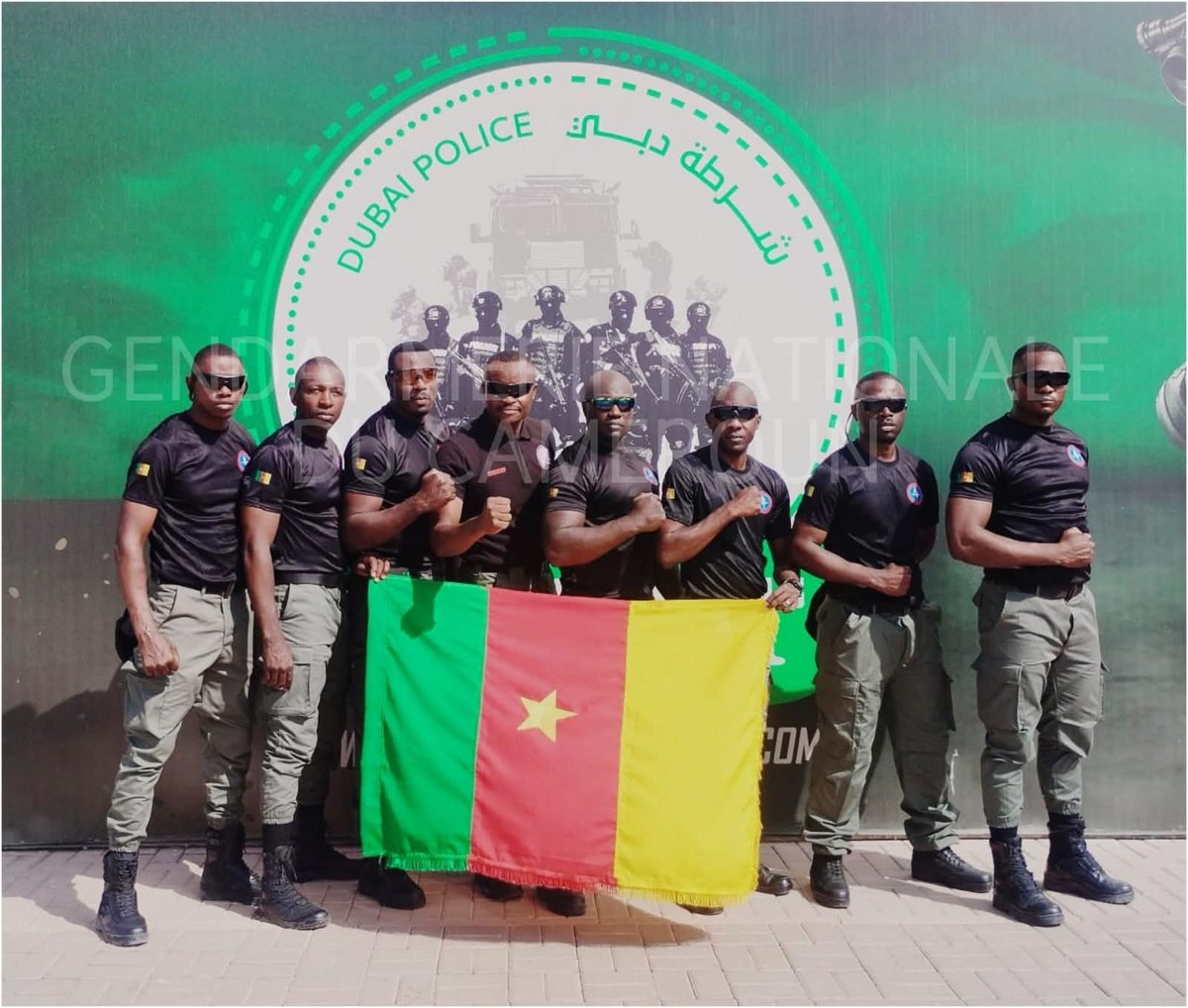 TheCameroonianZ's tweet photo. L'équipe du #Cameroon - Groupement Polyvalent d’Intervention de la Gendarmerie Nationale (GPIGN) - au 7ᵉ édition du UAE SWAT Challenge.

📍Dubaï https://t.co/foYtaVT53I