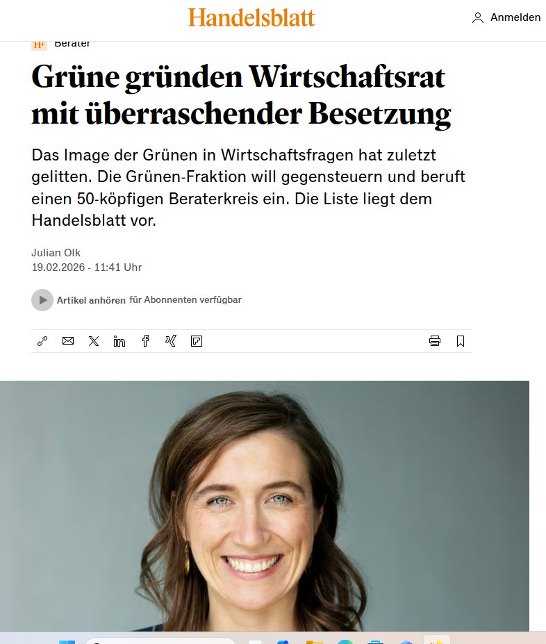Die Bundestagsfraktion der Grünen ruft einen neuen Beirat für  Wirtschaftsfragen ins Leben. 

Rund 50 Managerinnen und Manager,  Aufsichtsräte und Gründer werden dem Kreis angehören. Die Liste der  Namen liegt dem Handelsblatt exklusiv vor.

handelsblatt.com/politik/deutsc…