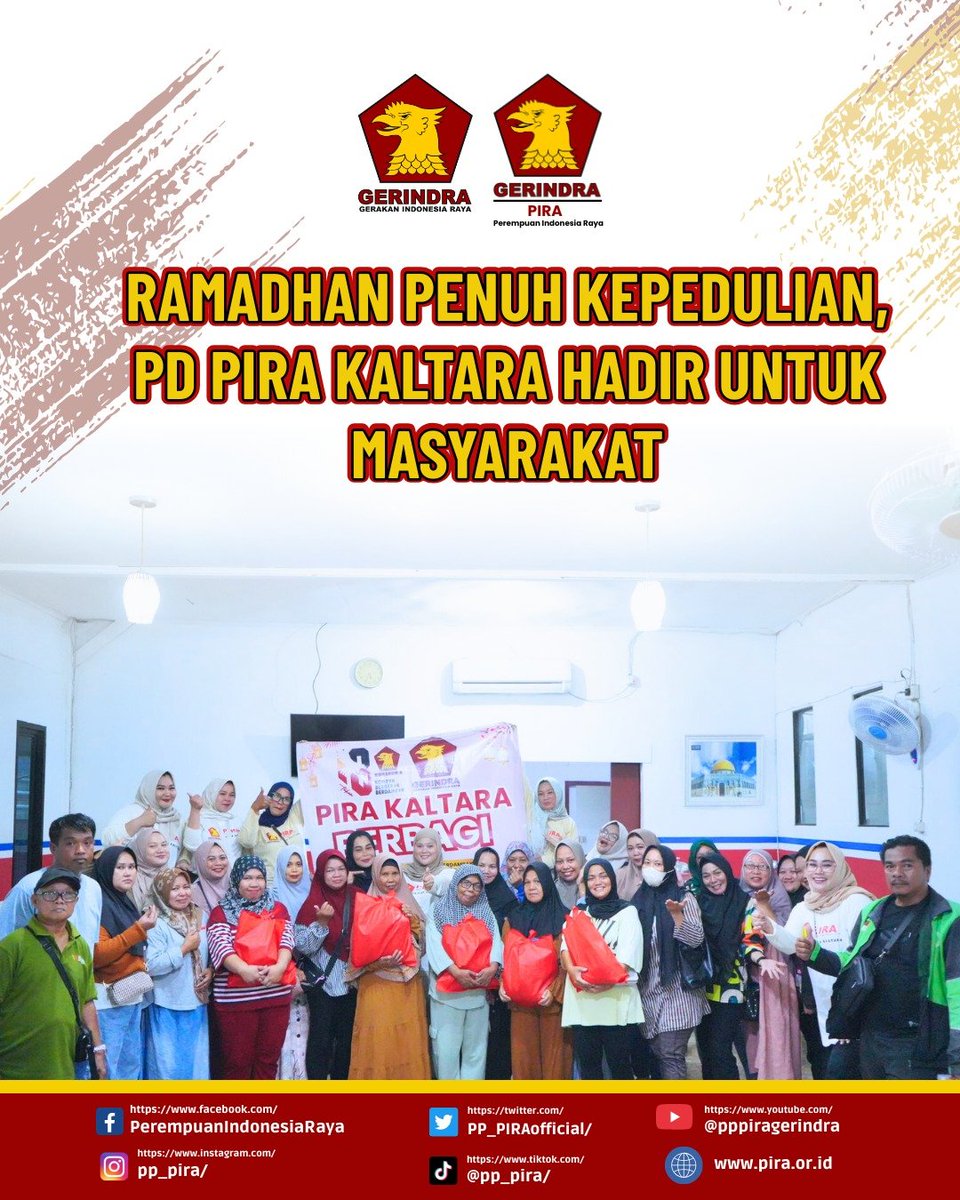 PP_PIRAofficial's tweet photo. [Ramadhan Penuh Kepedulian, PD PIRA Kaltara Hadir untuk Masyarakat]

Dalam menyambut datangnya bulan suci Ramadhan, PD PIRA Kalimantan Utara menunjukkan komitmennya untuk terus hadir di tengah masyarakat melalui aksi nyata berbagi kebaikan. 

#pira #gerindra https://t.co/JIDCiHjXHq