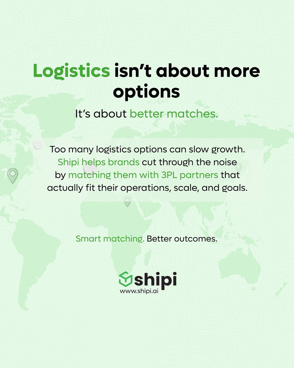 teamshipi's tweet image. Too many options can slow you down. Logistics isn’t about more choices — it’s about the right match. Shipi finds partners that actually fit your brand. #Shipi #SmartLogistics #China3PL #EcommerceGrowth #3PLPartner