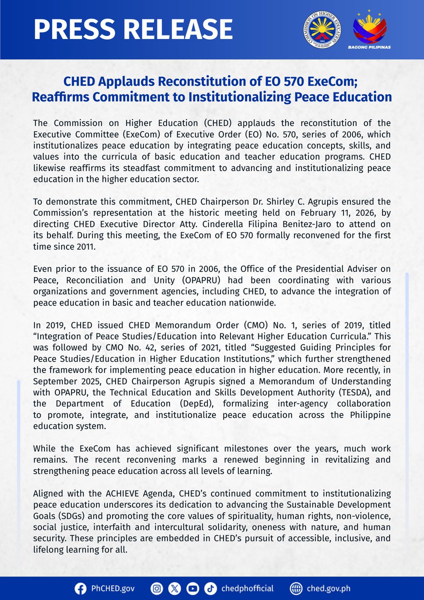 Commission on Higher Education (CHED) tweet media
