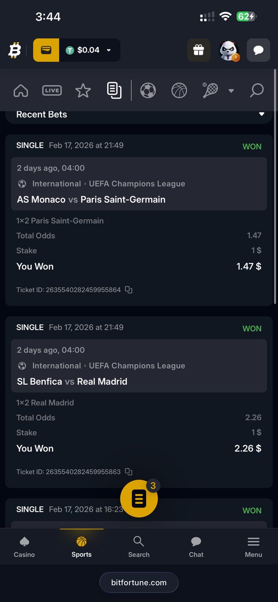Bitfortune Streamer @RickRoss @bitfortune bitfortune ID: hmkeii just placed my bet!! π«‘π€π» ...