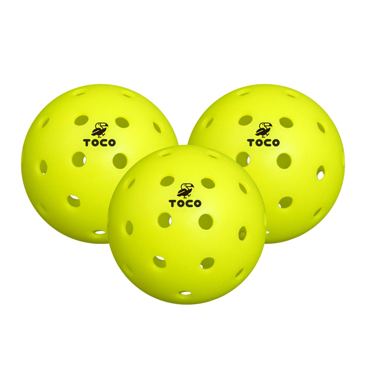 TOCO_SPORTS's tweet photo. TOCOのアウトドアボールはつなぎ目のない一体型構造のため、割れにくさ・安定した軌道・気持ちの良い打球感が特徴。
インパクト時にはっきりと感覚が伝わるように素材特性を最適化。
当たりの厚さやタイミングが手に伝わりやすく、初心者から上級者まで扱いやすい打球感のボールです🟡
#ピックルボール https://t.co/YFzSbX6hsC