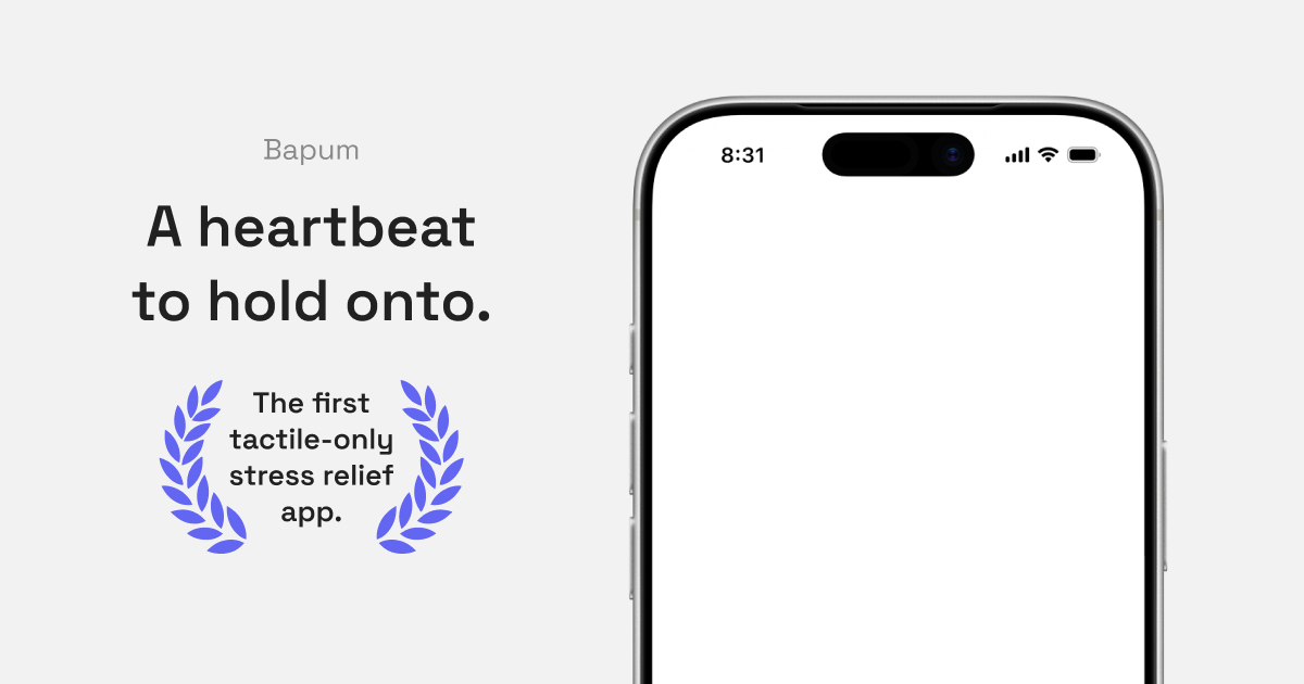 We built a tool with no sound and no screen yet it speaks directly to your nervous system.

Bapum is the first tactile-only stress relief app. A biological hack for your palm. 1/2

#bapum #haptics #buildinpublic