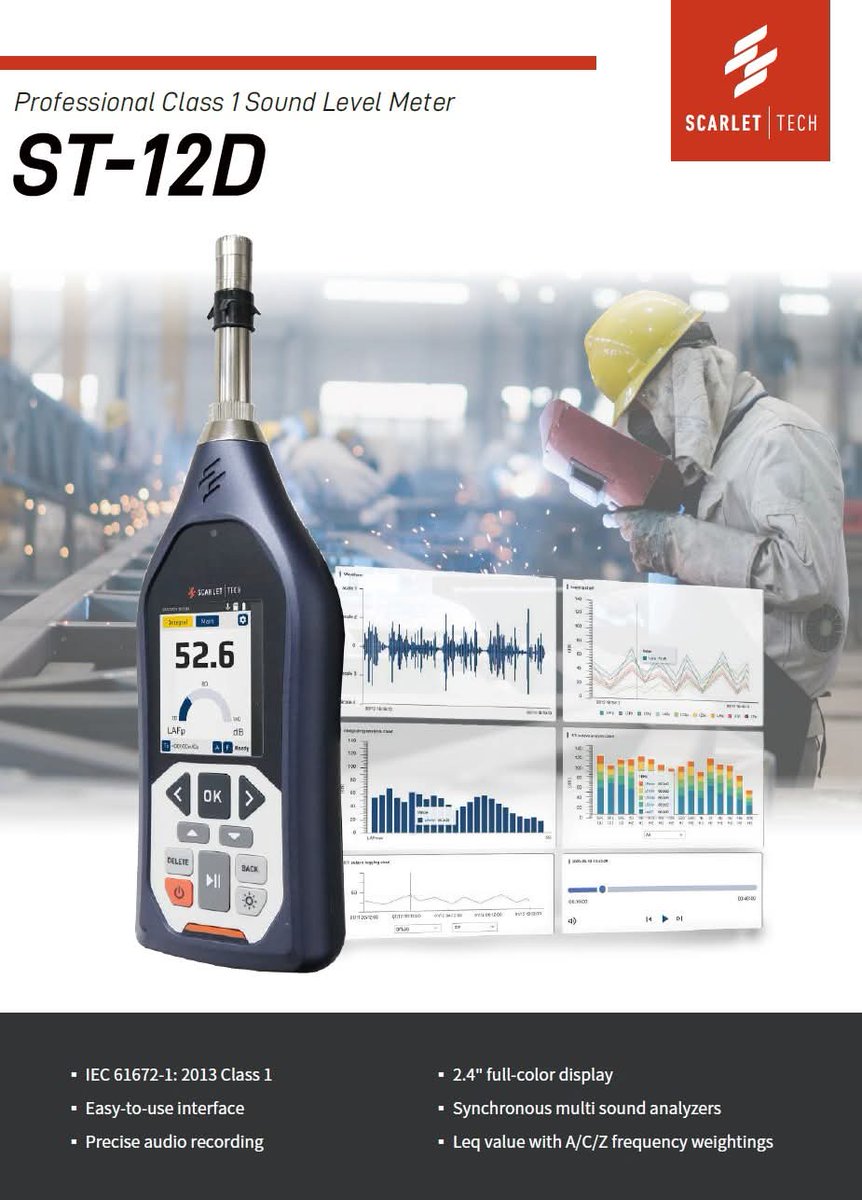 workiconth's tweet photo. สินค้าแนะนำ : เครื่องวัดความดังเสียง (Sound Level Meter) (Class 1), Brand: Scarlet Tech (Taiwan), Model: ST-12D

#ขาย #จำหน่าย #soundlevelmeter #เครื่องวัดความดังเสียง #st12d #st-12d #class1 #soundmeter #scarlet #scarlettech #eec #dealer #distributor #ตัวแทนจำหน่าย #factory https://t.co/Ti0cmS5uzF