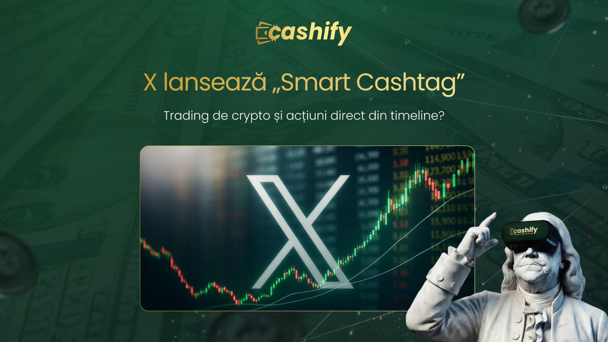 🔥 X lansează „Smart Cashtags” update

Săptămâna trecută s-a anunțat lansarea Smart Cashtags pe X. Funcția afișează prețuri și informații pentru crypto și acțiuni direct în timeline, când apare un simbol de tip $BTC sau $TSLA.

Important de clarificat. X nu permite cumpărarea sau