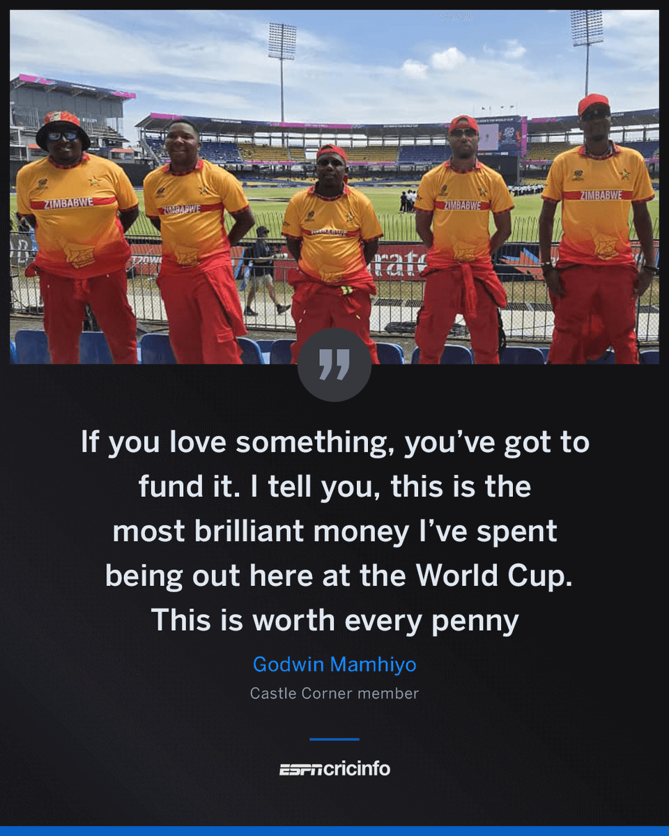 Six members of Castle Corner, supporters of the Zimbabwe team, made it to Sri Lanka despite the high costs and made their voice heard from the stands.

Their support has been repaid by the team's unbeaten run to make it to the Super Eight at this #T20WorldCup 👏