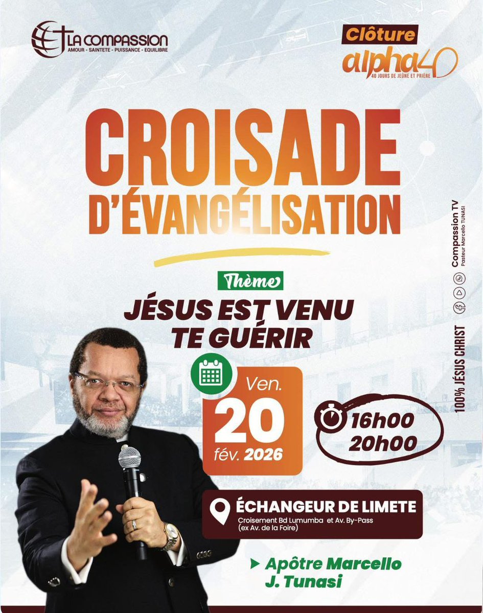 patient_nindu's tweet image. LELO, AUJOURD'HUI, TO DAY 

CE SOIR POUR LA GRANDE CLÔTURE À L’ÉCHANGEUR DE LIMETE DE 16H À 20 H   #ALPHA40 #croisade #évangélisation #salut #jésus