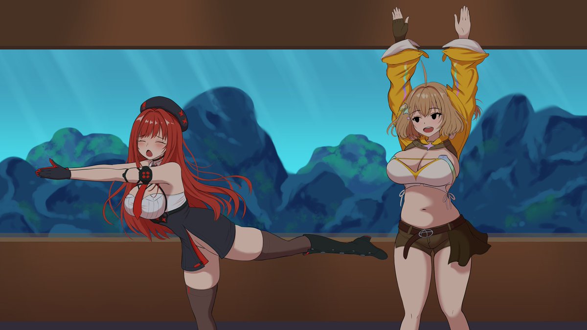 nishinokyo_'s tweet image. 『さかな～』　　　　　　『ちんあなご～』

ということで改めて
リコリコ×NIKKEコラボ記念のイラストです