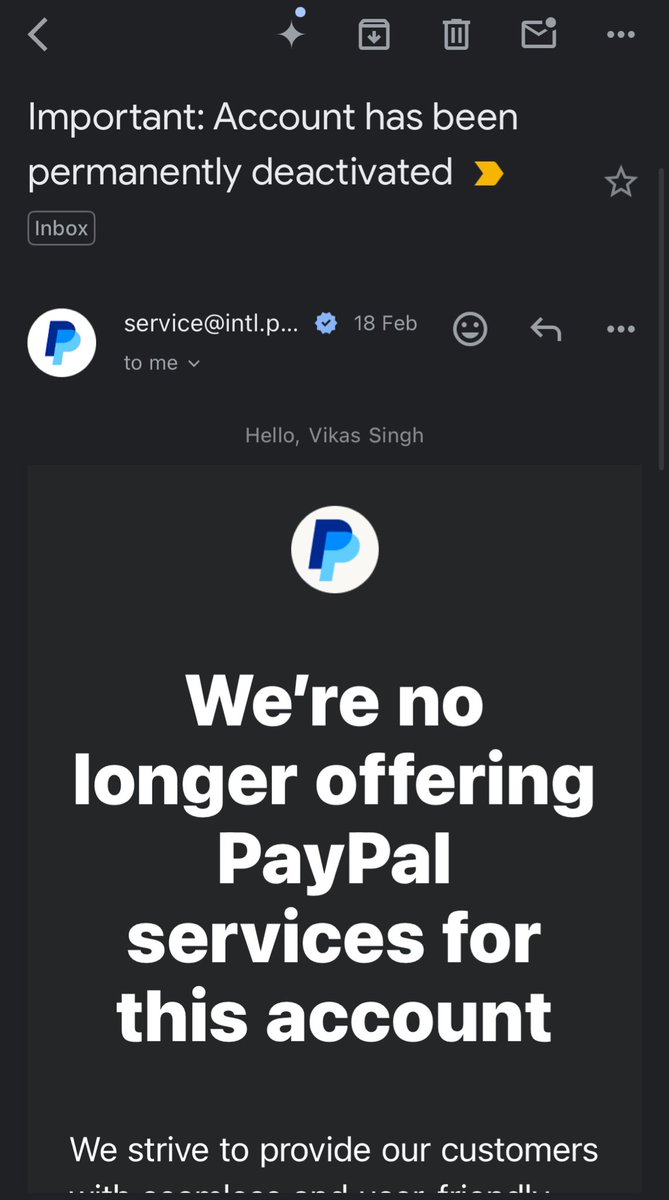 I never thought I’d be tweeting this.

My PayPal account has been permanently deactivated over an allegation of “sale of drugs or drug-related items.”

This is completely false.

I’m a verified professional &amp; LinkedIn creator with 250K+ followers. My income comes strictly from