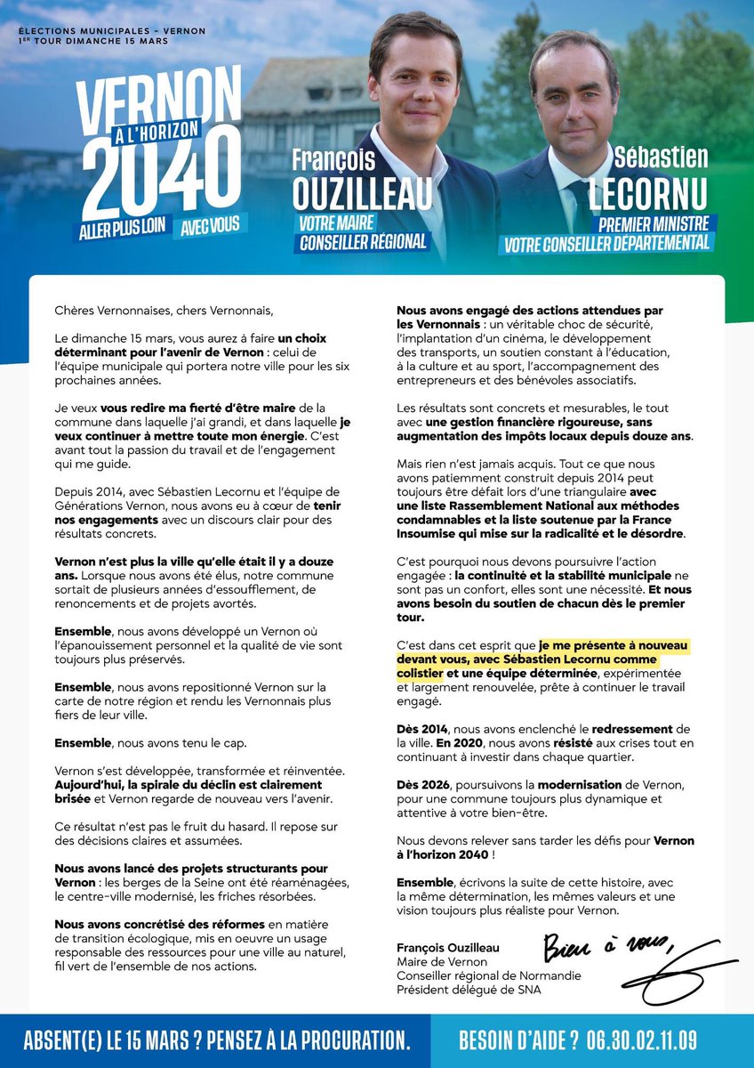 GVernon27's tweet photo. 📬 L’action continue sur le terrain !

À partir de samedi, nos militants distribueront la profession de foi de François Ouzilleau et Sébastien Lecornu directement dans vos boîtes aux lettres.

👉 Vous pouvez aussi la consulter dès maintenant sur nos réseaux sociaux. https://t.co/Ar9PQMghwK