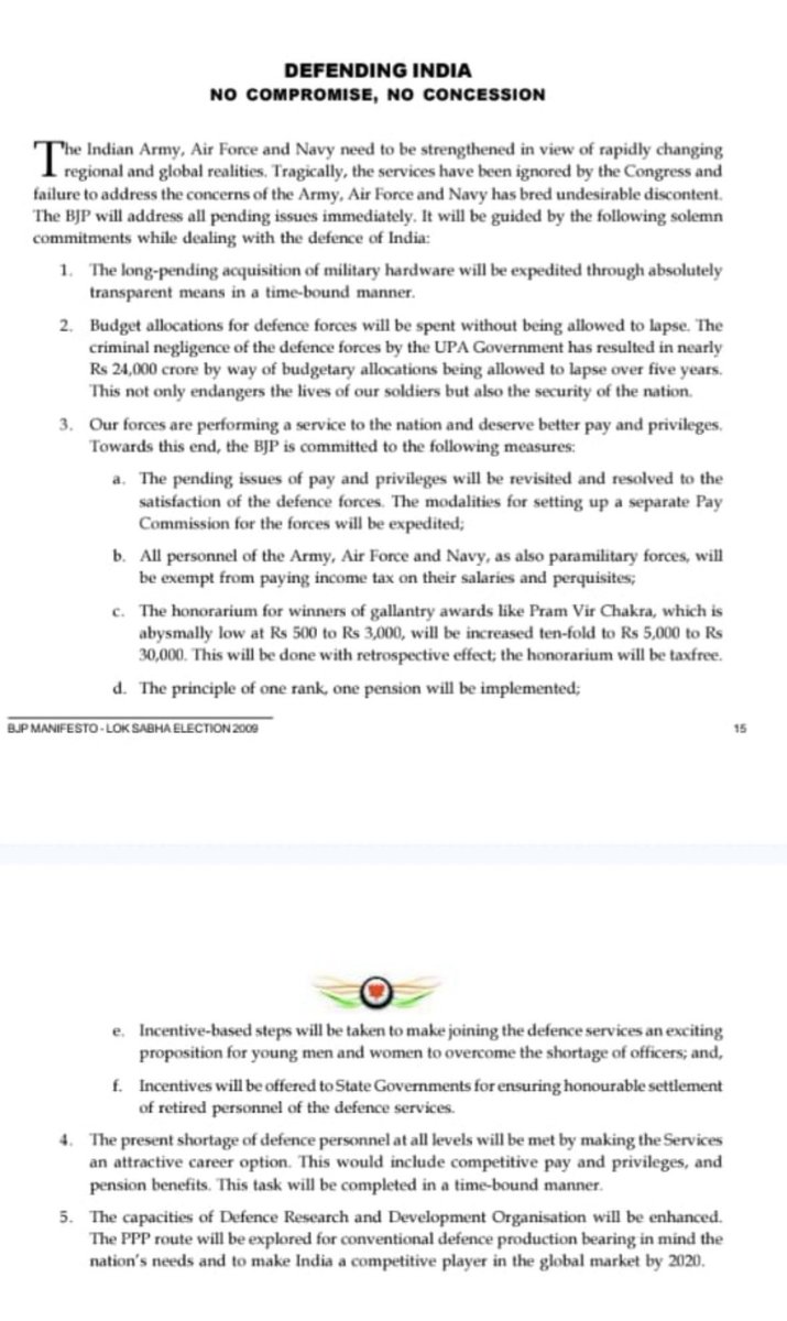 <a href="/akmpnm2004/">AeKayMike</a> <a href="/PunamIndian/">Punam Indian</a> <a href="/manmohan16/">Manmohan</a> <a href="/kayjay34350/">Lt Gen Kamal Jit Singh (Veteran)</a> <a href="/WoodCheat/">Cheat Wood</a> @sandythapar <a href="/ChatyTheCheetah/">Dr. Ankur Chaturvedi🇮🇳</a> <a href="/vigoDoon/">Vikas Gosain</a> <a href="/Warrior_Mukul/">Colonel Mukul</a> <a href="/DefenceMinIndia/">रक्षा मंत्री कार्यालय/ RMO India</a> <a href="/PIB_India/">PIB India</a> <a href="/adgpi/">ADG PI - INDIAN ARMY</a> <a href="/IAF_MCC/">Indian Air Force</a> <a href="/indiannavy/">SpokespersonNavy</a> <a href="/SpokespersonMoD/">Ministry of Defence, Government of India</a> <a href="/HQ_IDS_India/">HQ IDS</a> <a href="/BrigMahalingam/">Brig V Mahalingam</a> <a href="/kakar_harsha/">Maj Gen Harsha Kakar</a> <a href="/SinghNavdeep/">Navdeep Singh</a> <a href="/vikramwkarve/">Vikram Waman Karve</a> <a href="/Jaykaul/">Brig. Jay Kaul , Veteran</a> <a href="/PashaSehgal/">Lt Gen DP Sehgal</a> <a href="/jessisajan/">Sajan</a> <a href="/bsrangi/">bahadur rangi</a> <a href="/cmseth1/">Maj. Gen. CM Seth</a> <a href="/just_1_singh/">Jaswant Singh</a> <a href="/MajorPoonia/">Major Surendra Poonia</a> <a href="/Neeraj7888/">Lt Col Neeraj Sharma, Veteran</a> <a href="/SmritiRDas1/">Smriti R Das</a> <a href="/tksapru/">Lt Gen Tej Sapru (R)</a> <a href="/GenKumar/">vinod kumar, Maj Gen</a> <a href="/ArunBajpai/">Brig Arun Bajpai</a> <a href="/SushilBhasin/">Brig Sushil Bhasin</a> <a href="/BJP4India/">BJP</a> <a href="/PMOIndia/">PMO India</a> <a href="/narendramodi/">Narendra Modi</a> <a href="/ColTekpal/">The Army Guy</a> <a href="/ColCharanjit/">Charanjit Khera</a> <a href="/ajitbhinder/">Col Ajit Singh Bhinder🇮🇳</a> <a href="/Col_Bharat/">Col Bharat Sharma,EME</a> <a href="/MajDPSingh/">Major D P Singh</a> <a href="/rwac48/">Lt Gen H S Panag(R)</a> <a href="/ashokkmrsingh/">Ashok</a> <a href="/Rajeev_mp/">Rajeev</a> <a href="/nylalsingh/">Rao Lalsingh 🇮🇳</a> <a href="/Gen_VKSingh/">Gen VK Singh</a> <a href="/Ra_THORe/">Col Rajyavardhan Rathore</a> <a href="/rakesharma15/">Lt Gen Rakesh Sharma</a> <a href="/westerncomd_IA/">Western Command - Indian Army</a> <a href="/SWComd_IA/">SouthWesternCommand_IA</a> Here is an extract from Ruling Party’s own Manifesto before they came to power👇.. promises to Exempt all Fauji Salaries from Tax &amp; resolve all pay anomalies..but..no issues resolved.. instead.. they now want to Tax even our Disabled Soldiers..it can’t get more tragic than this..