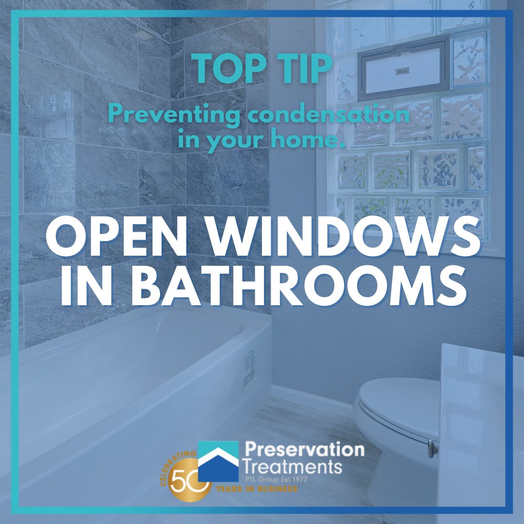 Showering creates high humidity, and it can lead to condensation and even mould.

Open your bathroom window during and after your shower to let the moist air escape. And keep the door closed to stop steam from spreading through the house.

#PreservationTreatments