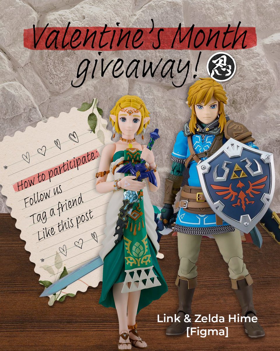 Valentine’s Month x Zelda Day ❤️🗡️

Are Link and Zelda destined partners… or just heroes bound by fate? 👀
To celebrate 02/21, we’re giving away:
Tears of the Kingdom: Zelda Hime &amp; Link [Figma]

Check out the prizes 👉 bit.ly/4tN6Qef

To enter:
❤️ Follow us
❤️ Like this