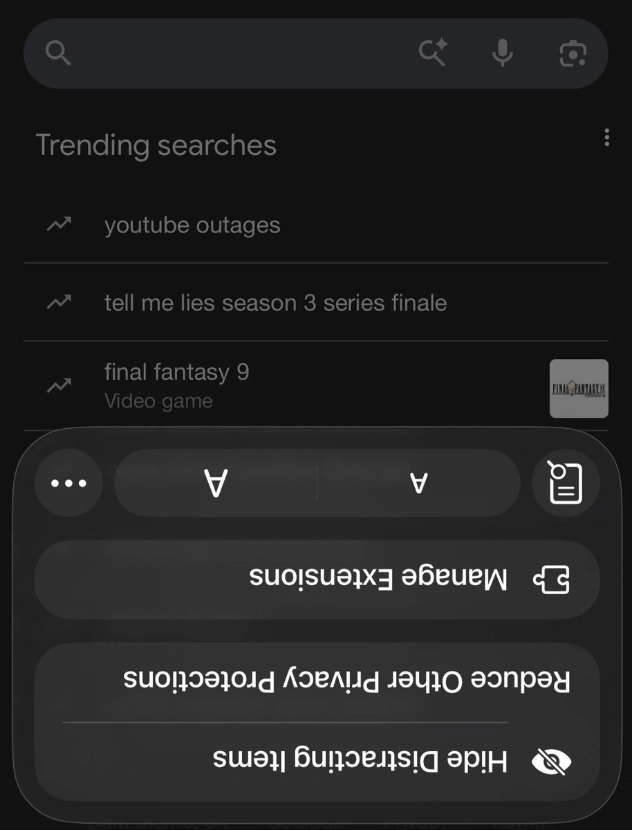 iOS 26.3 Safari menus loading upside down. 
You won't find that on Android 🤣