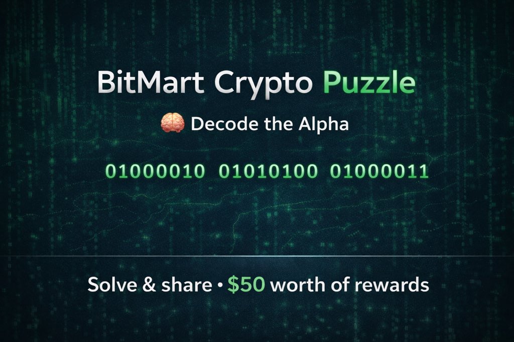 🧠 DECODE THE ALPHA

01000010 01010100 01000011

Can you crack it? 👀

To enter:
✅ Follow <a href="/BitMart_India/">BitMart South Asia</a> &amp; Join T.me/BitMartExchang…
👥 Tag 3 frens
🔄 RT our last 3 posts

🏆 5 winners will be picked to share $50 in Rewards!

#CryptoPuzzle #BitMart