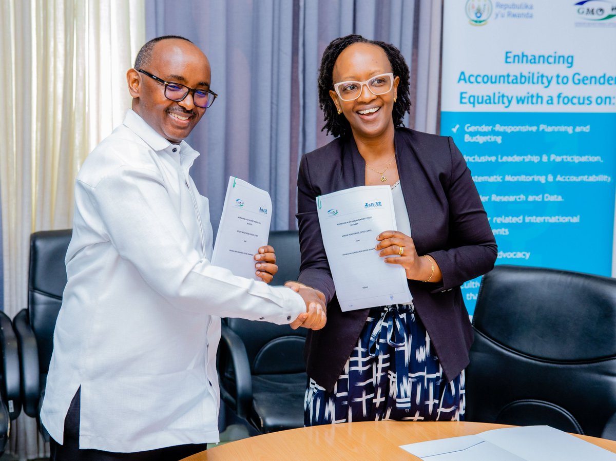 GenderMonitorRw's tweet photo. Exciting news: this morning ,Gender Monitoring Office and @rwamrec have signed a 5-year MoU aimed at strengthening accountability for gender equality and improving service delivery for victims of GBV, human trafficking, and child abuse at both national and decentralized levels. https://t.co/jeuzoUenvT