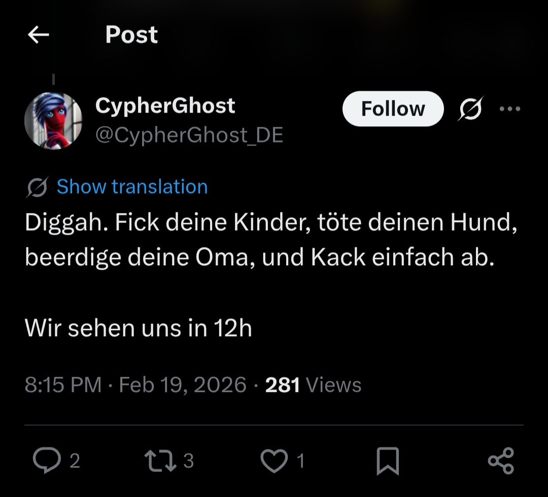 Hahahah <a href="/BeLoud0101/">Be Loud</a> aka <a href="/CypherGhost_DE/">CypherGhost</a> was für großuser? 

Verpiss dich du ekelhafter