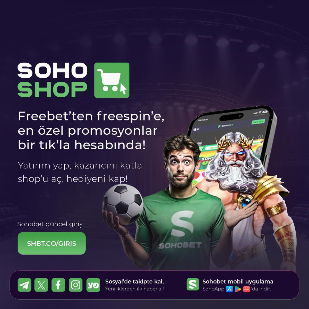 🎁 Freebet, Freespin ve daha fazlası seni bekliyor!

Yatırımını yap, kazancını katla, Soho Shop’u aç ➕ hediyeni kap!
⚽️🎰 Spor &amp; casino tutkunlarına özel bonuslar burada!

🛒 Tüm promosyonlar bir tık’la hesabında

➡️ shbt.co/giris