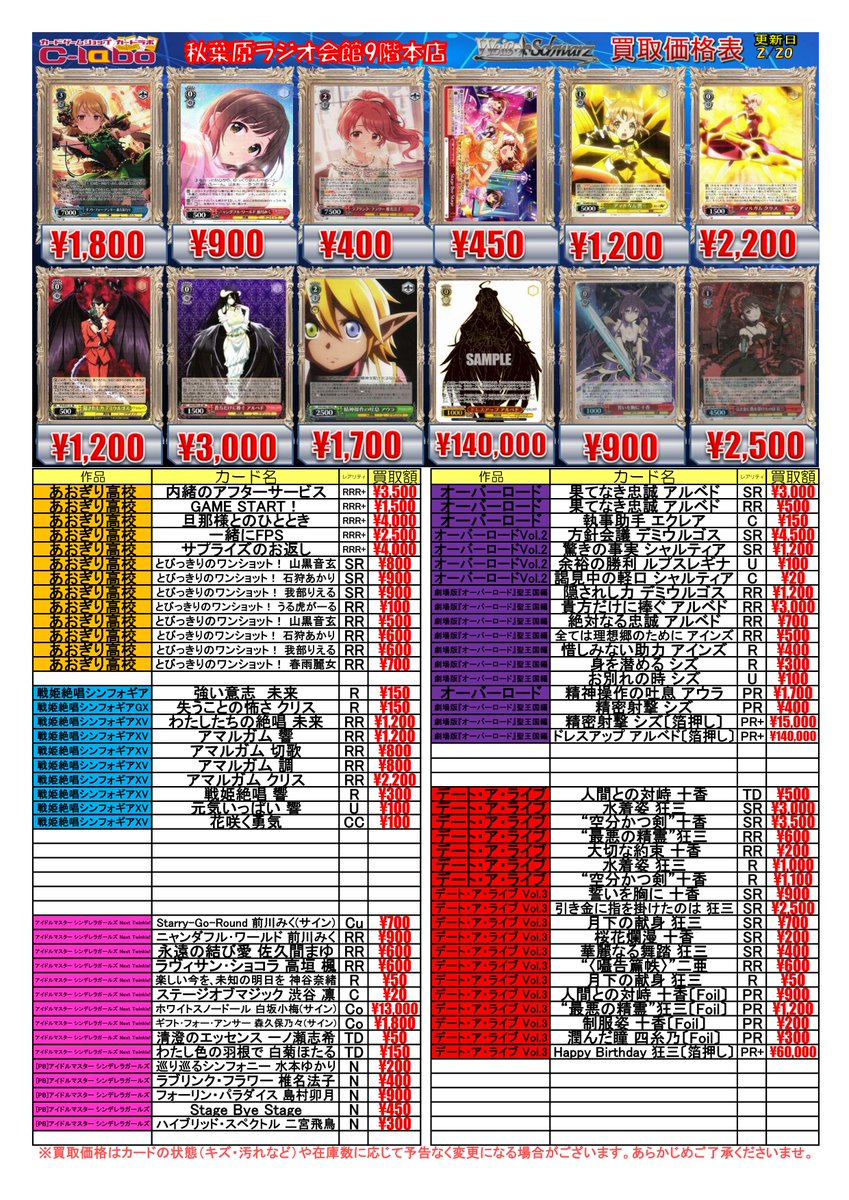 ◇ #ヴァイスシュヴァルツ 買取情報◇ ニャンダフル・ワールド 前川