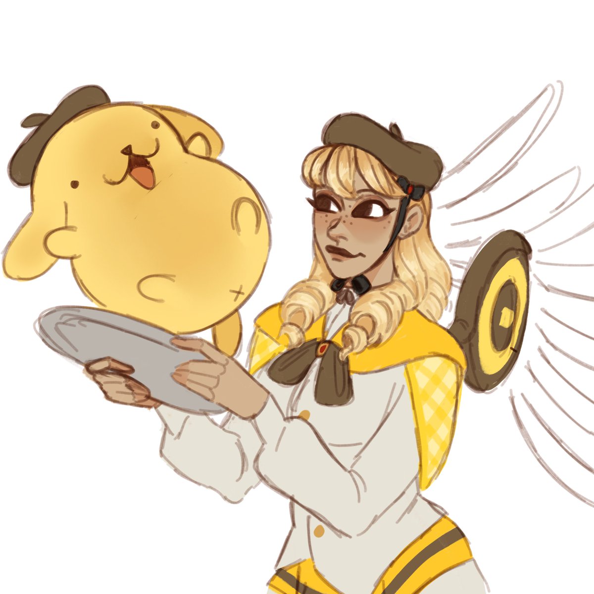 Probs won’t finish it but here is how it was turning out!!! love you pompompurin mercy #OverwatchFanart #owtwt