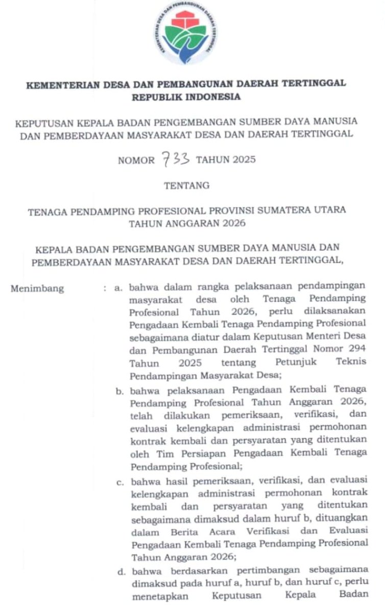Apa kabar Pak Mendes <a href="/YandriSusanto/">Yandri Susanto</a>
Apa kabar dgn revisi SK 733?Kpn kami trima SK revisinya? #1150TPPdiSumuttdkmasukSK733
#1150TPPdiSumutmenungguSKrevisi <a href="/prabowo/">Prabowo Subianto</a> <a href="/YandriSusanto/">Yandri Susanto</a> <a href="/ArizaPatria/">Ariza Patria</a> <a href="/KerjaSeskabRI/">Letkol Teddy Indra Wijaya</a> <a href="/sugiono_56/">Sugiono</a> <a href="/bang_dasco/">Prof. H. Sufmi Dasco Ahmad</a> <a href="/ijeck09/">musarajekshah</a>