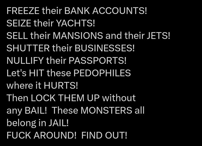 Michell33650674's tweet image. KEEP IT GOING UNTIL THIS HAPPENS TO EVERYONE MENTIONED IN THE TRUMP/EPSTEIN FILES!