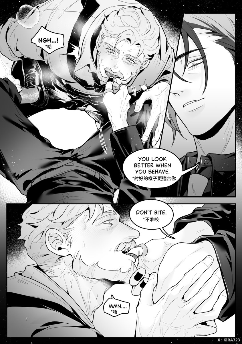 Kira7232's tweet photo. 《GOOD BOY》(4/8) 
28y Lamar x 44y Resh 
- 
Lamar is training his big dog🐶💥 

拉瑪爾的馴(大)狗小短篇 
- 
LAMAR OC belongs to:
@zongzi0428 

#OCART #LamarResh #ReshLamar #創作BL https://t.co/T9K3HSiCGe