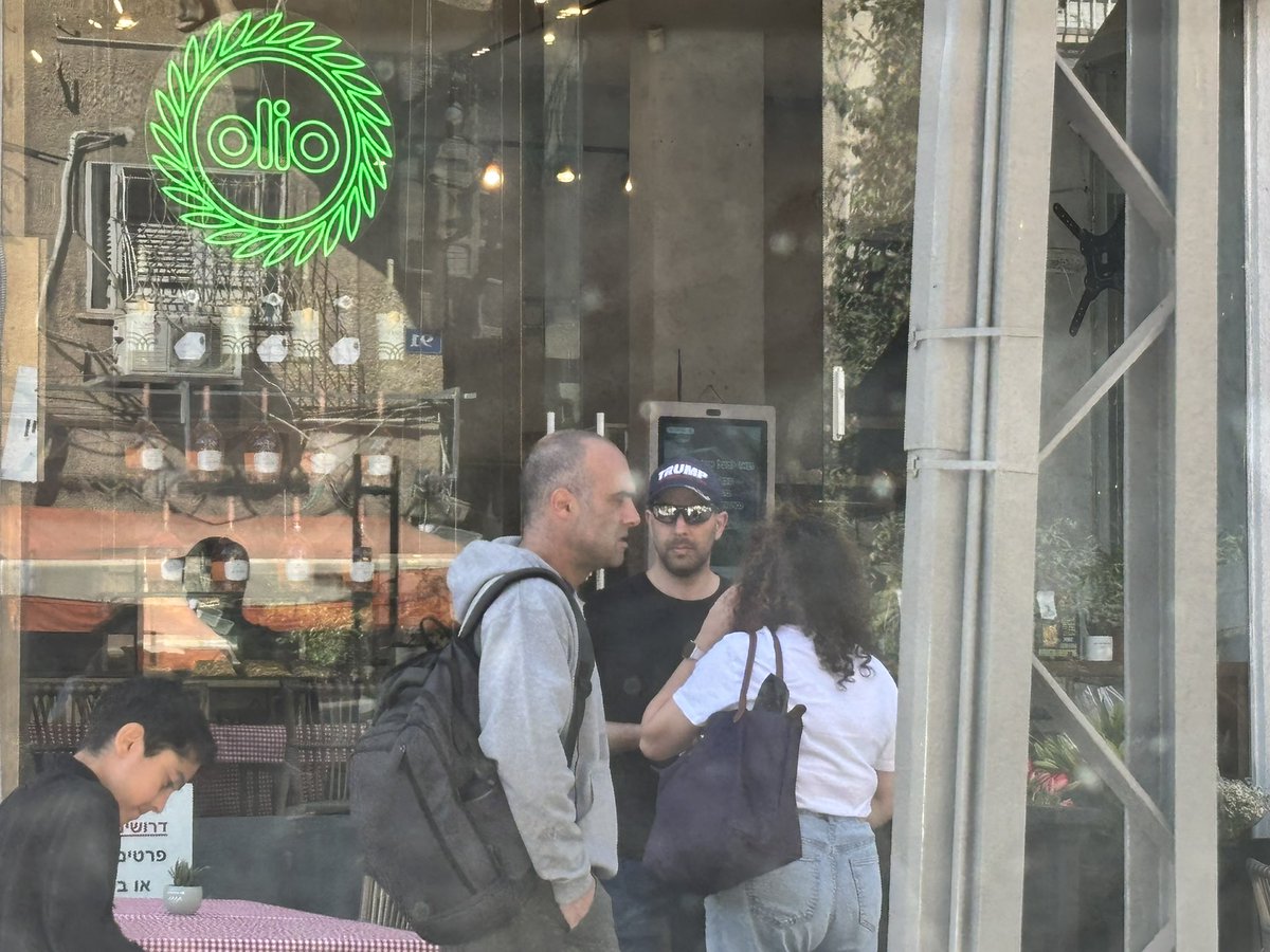 One of the first things I see in Tel Aviv. A Trump hat let’s go MAGA