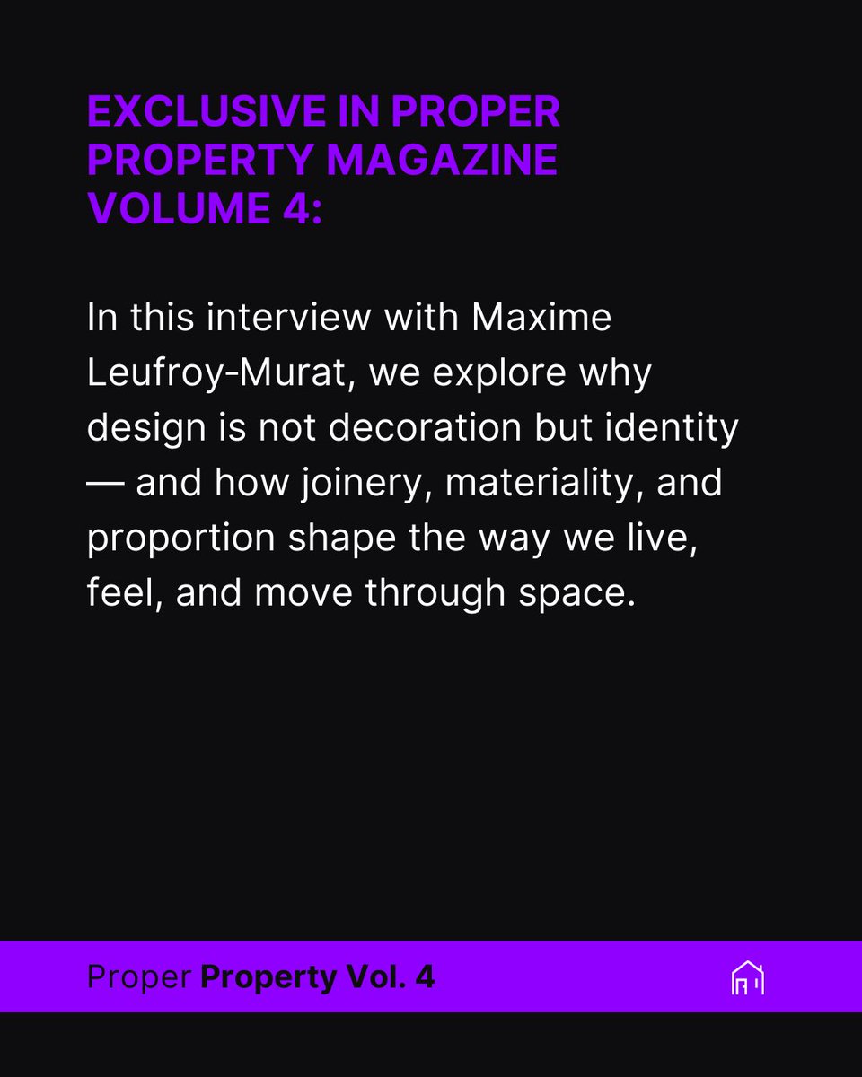 properprocy's tweet photo. Discover our exclusive interview with Maxime Leufroy-Murat, Founder and CEO of Leufroy, as he shares how design, craftsmanship, and quiet luxury are redefining modern living and long-term residential value in London.

📖 Grab your copy

#ProperProperty #DesignLedLiving #London https://t.co/6eMu0nYWxc