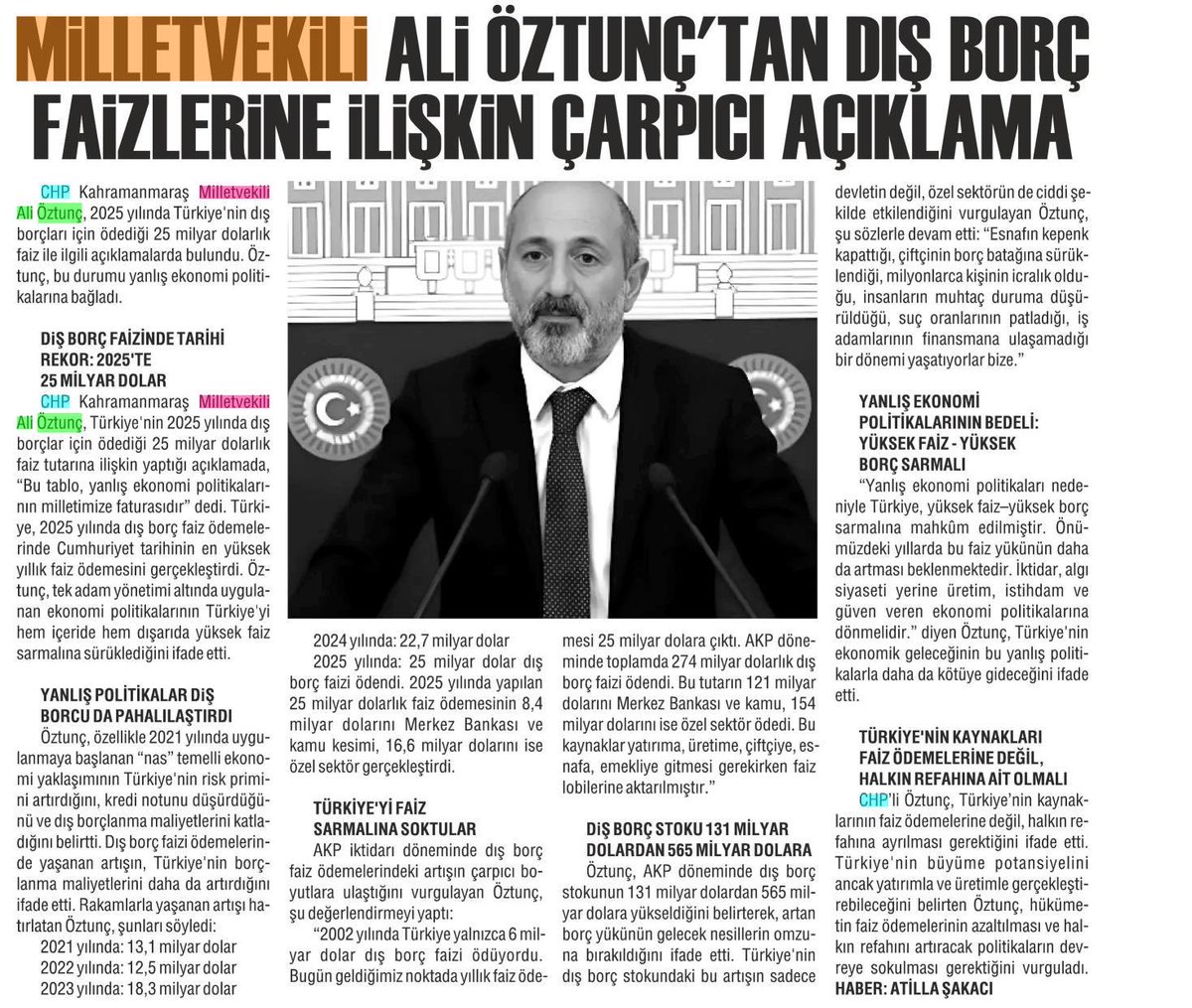 Ali_Oztunc's tweet photo. Açıklamalarımız Sözcü, Yeniçağ ve Kahramanmaraş Bugün gazetelerinde. https://t.co/oICZfl2Ear
