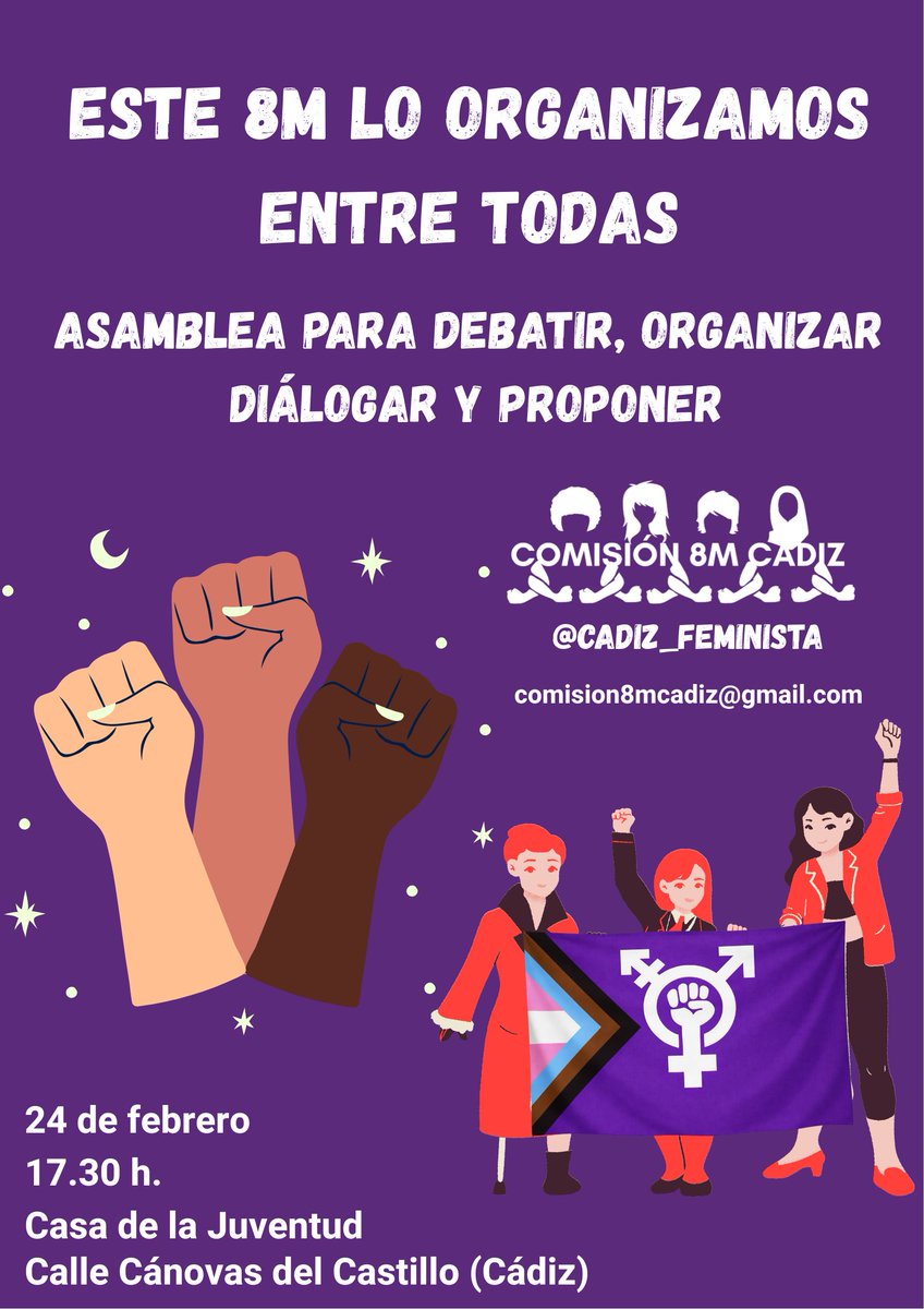 El feminismo es inclusivo, no se improvisa. Se construye. Se piensa. Se debate. Se siente. Se lucha. 
📣 Asamblea Abierta de preparación del #8M Un espacio seguro para proponer, organizar, debatir y sumar fuerzas. Ven, participa, aporta tu mirada. Tu voz es necesaria.