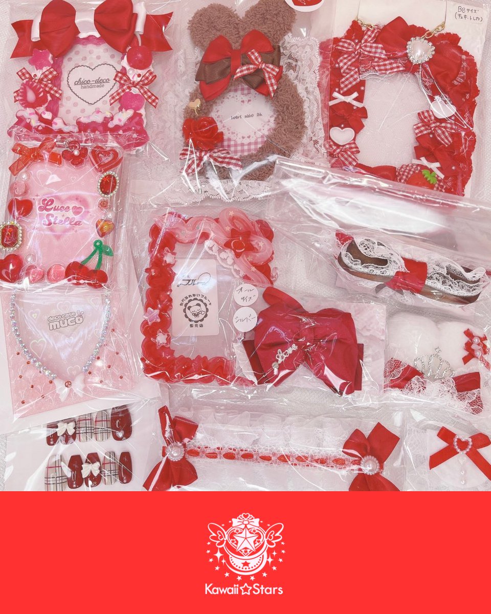 💝Kawaii☆Stars原宿本店💝

推し色アイテム♡大集合🌈
❤️Red編❤️

赤×レースでとびっきりcute🍓なデザインから
ちょっぴり大人っぽい赤のヘアアクセサリー🎀に

リング💍や耳飾り👂にネイルチップ💅
トレカケースに推しぬいグッズも✨

推し色が赤のあなたにも
赤色が大好きなあなたにもぴったりな❤️‍🔥
