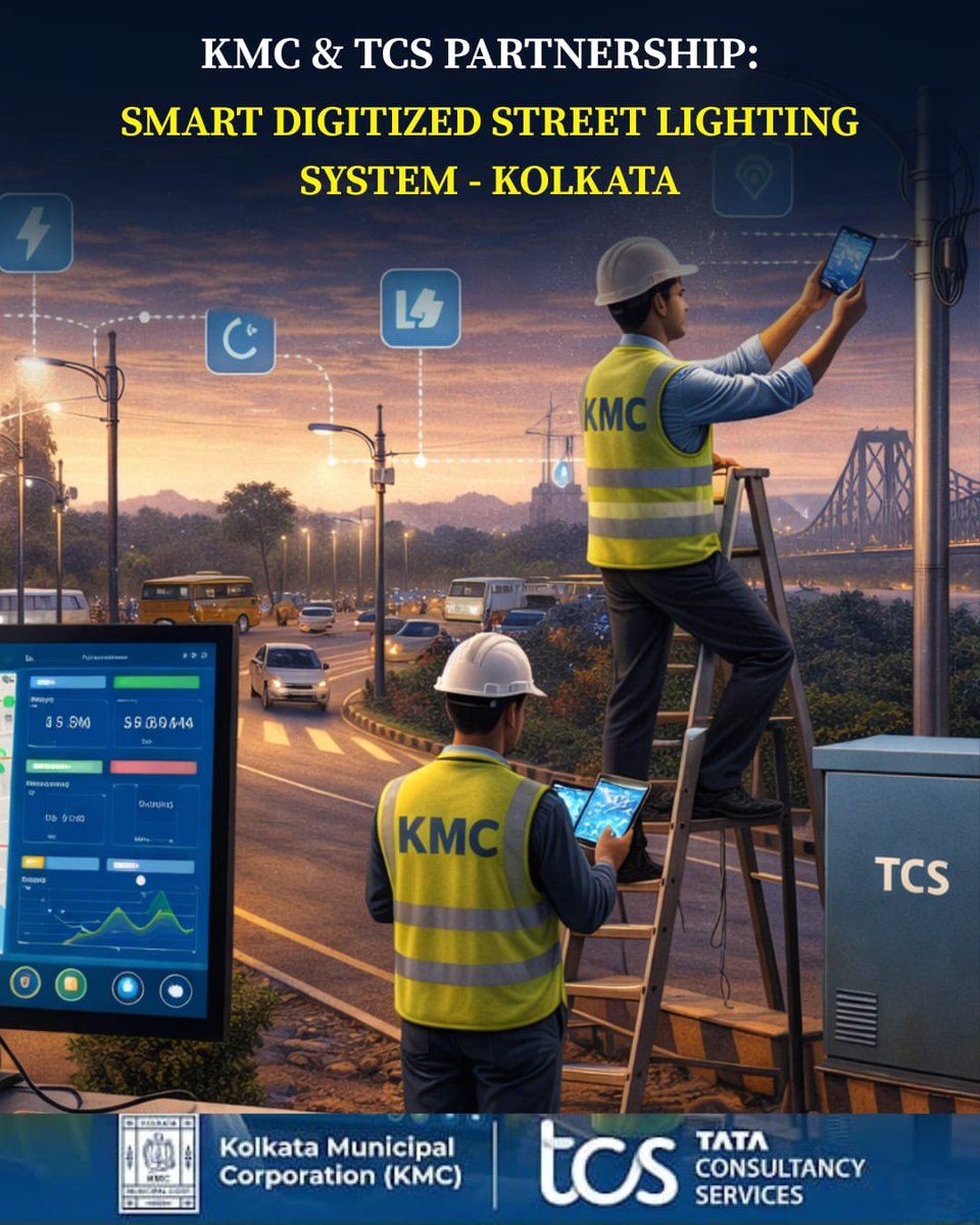 bengalwithrohit's tweet image. Kolkata Municipal Corporation (KMC) partners with Tata Consultancy Services to smart digitized street lighting system in #kolkata 

#newtech #tcs #kmc #kolkata #streetlight #westbengal #comeinvestinbengal