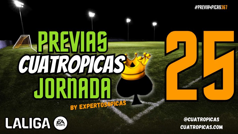 ⛷️🏂🌨️

No podrás conseguir 🥇 en los #JJOOInvierno pero, ya está aquí la Previa de la Jornada 25 🔥🔥

La mejor previa 🚦 de los mejores expertos 👨🏻‍💻👨🏻‍💻 en <a href="/cuatropicas/">Cuatro Picas ♠️</a>🤩

Cronistas 📊 11 probables 🎯 Recomendados 🔝

Gana 🏆 tu liga con nuestra ayuda 🤓👇🏻

cuatropicas.com/2026/02/20/pre…