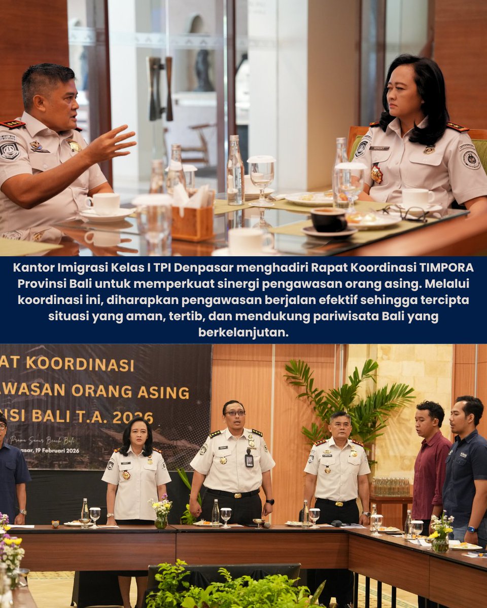 Kantor Imigrasi Kelas I TPI Denpasar menghadiri Rapat Koordinasi TIMPORA Provinsi Bali sebagai wujud komitmen dalam memperkuat sinergi pengawasan orang asing di wilayah Bali.