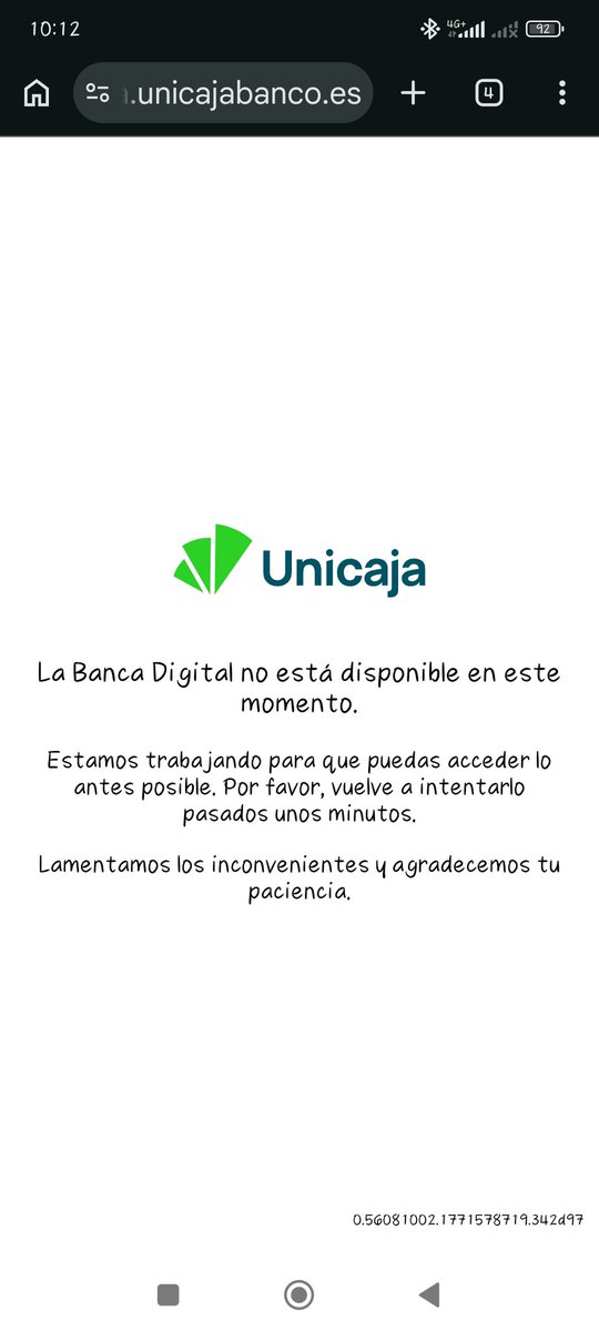 elibcas's tweet photo. @UnicajaResponde Buenos dias, no funciona la banca digital, ni la web, ni la app. Teneis previsión de cuando estará solventado?
Gracias. https://t.co/Z5ubDyPsKx