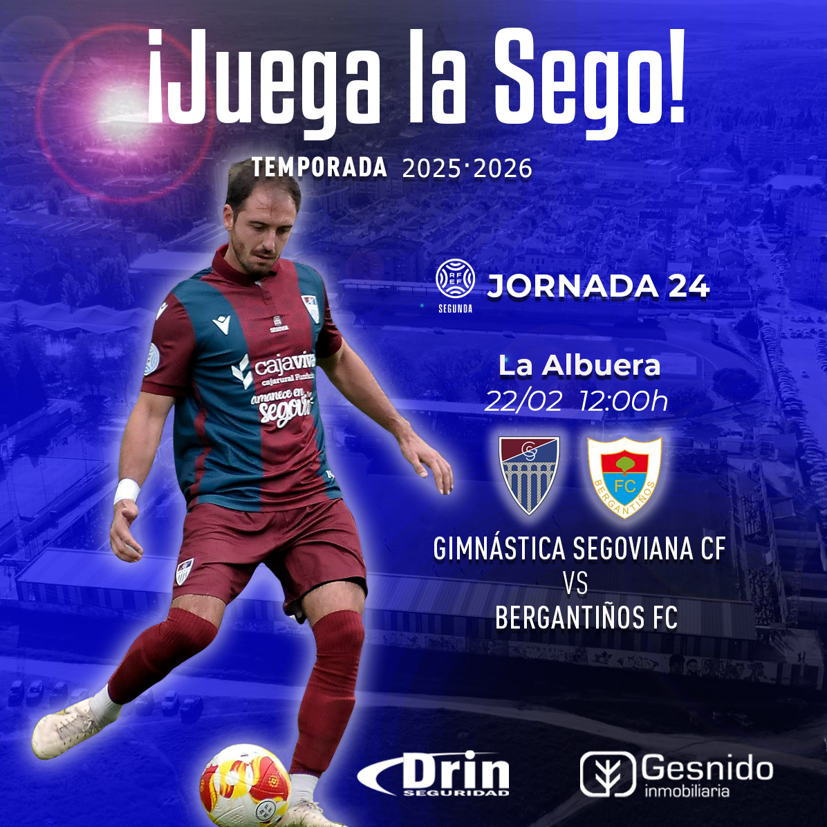 📣 ¡Próximo partido!
📅 Domingo 22
🕜 12.00h
🏟 La Albuera
🆚️ @bergantiñosfc
📺 @webdirecto.com
@gesnido
@drinseguridad
#AúpaSego🔴🔵