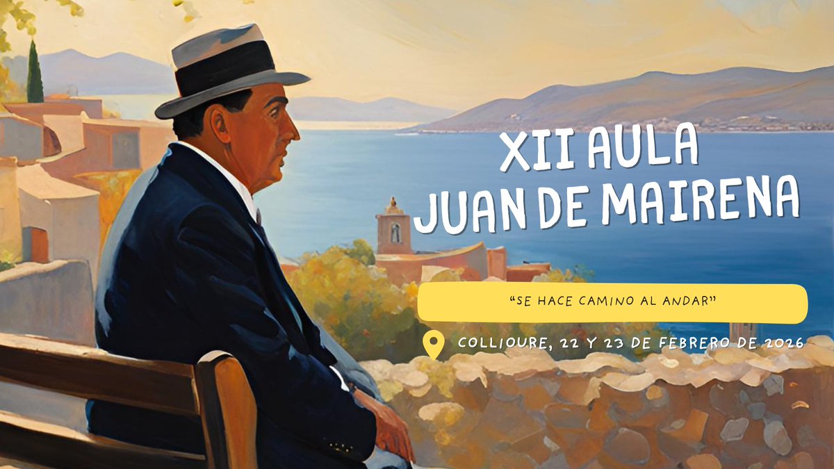 🥾 "Se hace camino al andar" será el lema del XII Aula Juan de Mairena, qué reunirá en #Collioure a las ciudades de nuestra red los días 22 y 23 de febrero.

Poesía, ética y reflexión en torno al legado de #Machado.

ℹ️ redciudadesmachadianas.org